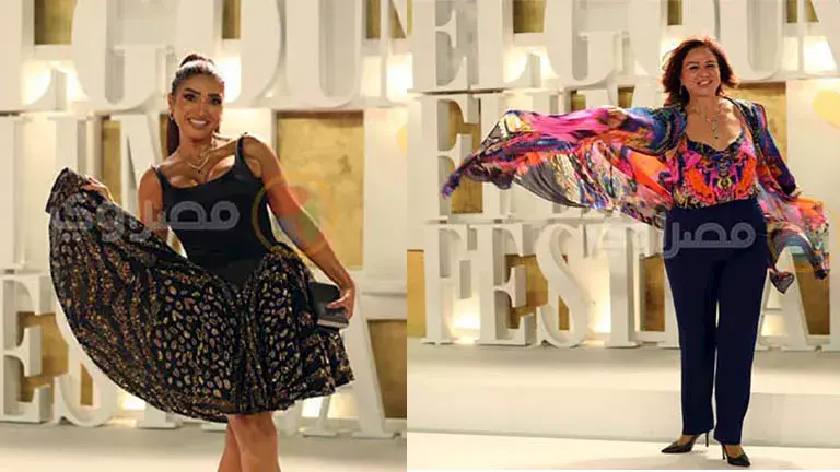مهرجان الجونة السينمائي بالصور الفنانة روجينا وإلهام شاهين تتألقان على السجادة الحمراء 3 روجينا وإلهام شاهين