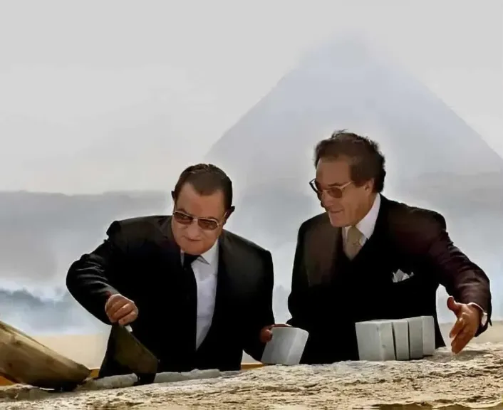 عمرو أديب علينا توجيه الشكر لمبارك وفاروق حسني فى حفل المتحف المصري الكبير 2 مبارك وفاروق حسني