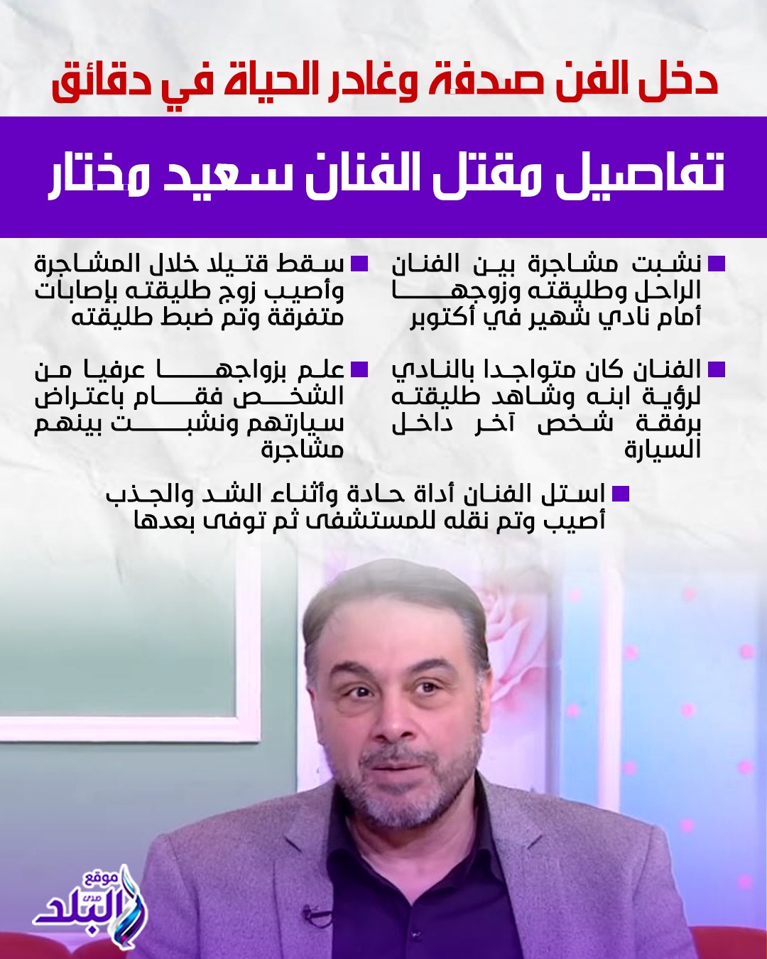 القصة الكاملة في واقعة انهاء حياة الفنان سعيد مختار كانت لسة على ذمته 3 انهاء حياة الفنان سعيد مختار