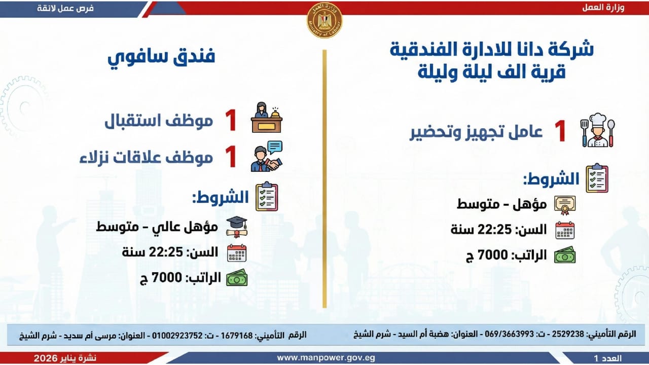 7293 فرص عمل متاحة في 12 محافظة اعرف الأماكن والراتب والتفاصيل 2 فرص عمل