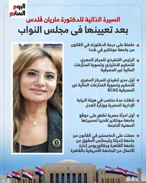 معلومات عن الدكتورة ماريان قلدس بعد صدور قرار جمهوري بتعيينها بمجلس النواب 2 الدكتورة ماريان قلدس