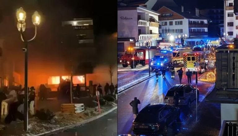 بالصور حريق منتجع كران مونتانا في سويسرا و 40 حالة وفاة احتفال رأس السنة تحول فاجعة 2 حريق منتجع كران مونتانا