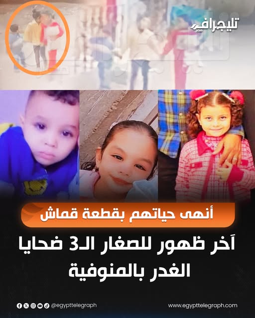 تفاصيل الساعات الأخيرة قبل انهاء حياة 3 أطفال المنوفية شاهد عيان المتهم شارك في البحث عنهم بعدما نفذ جريمته 4 انهاء حياة 3 أطفال المنوفية