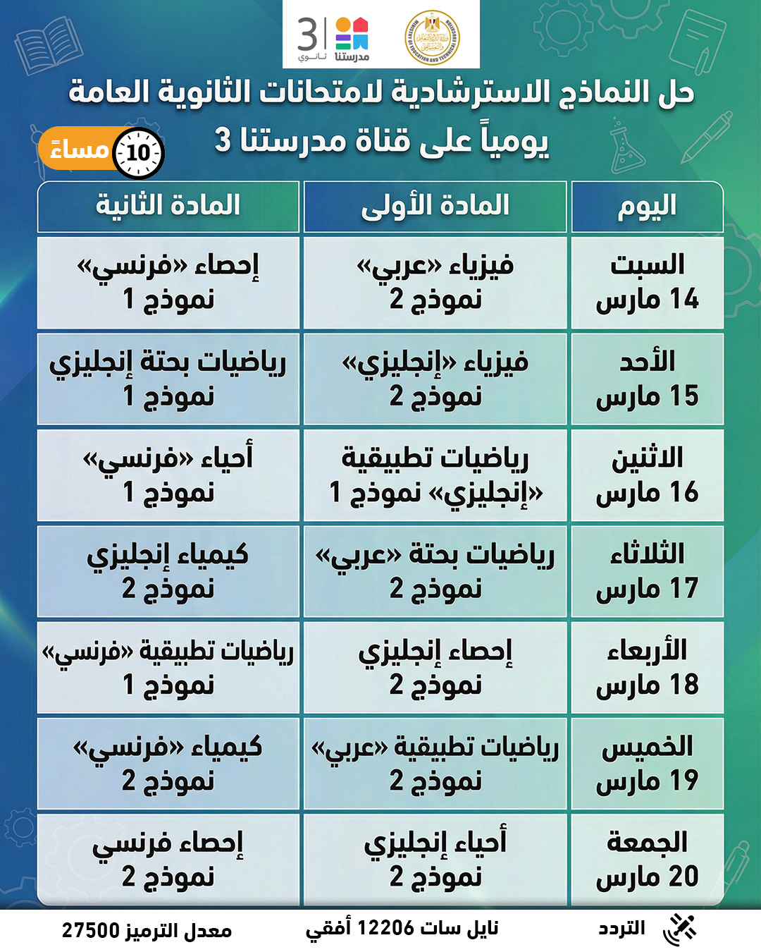 وزارة التعليم تطلق رابط النماذج الاسترشادية للثانوية العامة 2026 2 3 609 111117