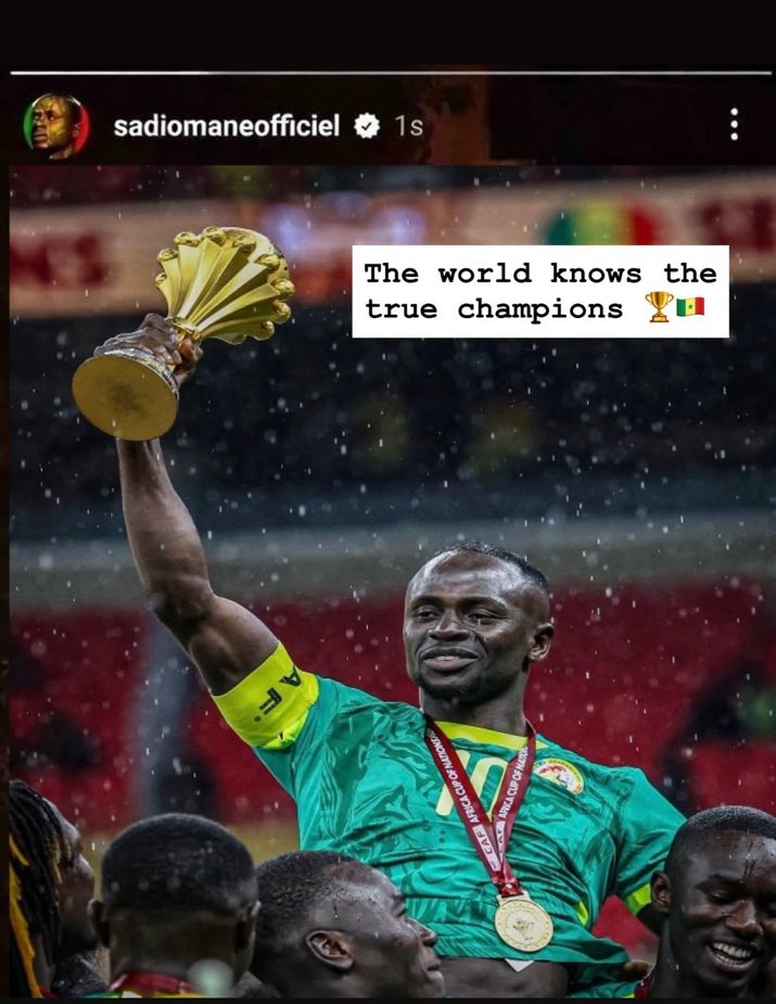 ساديو ماني يكسر صمته لقبنا سُرق في المكاتب رسالة نارية من قائد السنغال بعد منح الكأس للمغرب 2 رد ساديو ماني
