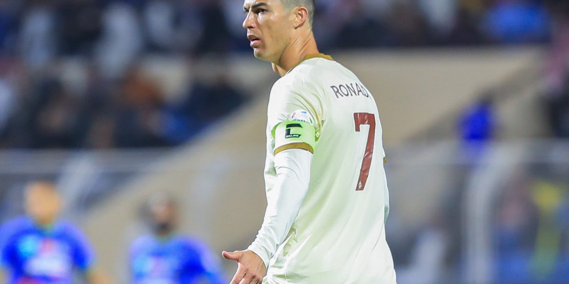 Nassr's Portuguese forward Cristiano Ronaldo looks on during the Saudi Pro League football match between Al-Fateh and Al-Nassr at the Prince Abdullah bin Jalawi Stadium in al-Hasa on February 3, 2023. (Photo by Ali ALDAIF / AFP)