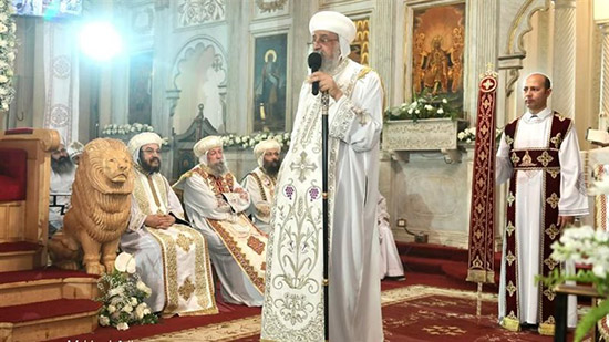 البابا تواضروس -يصلي- بالاسكندرية- قداس -عيد- استشهاد القديس- مارجرجس