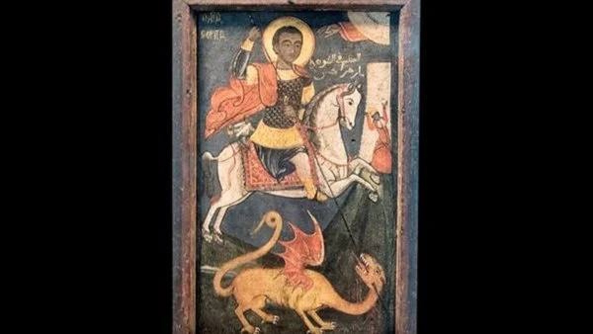 بالصور أيقونة القديس مارجرجس بمتحف مطار القاهرة مرسومة على الكتان 4 أيقونة القديس مارجرجس بمتحف مطار القاهرة