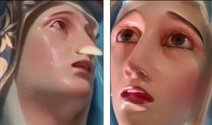 تمثال السيدة العذراء مريم يبكي دموع 