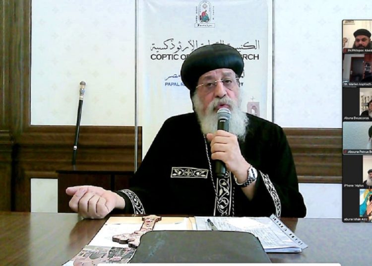 تفاصيل اجتماع البابا تواضروس مع رهبان دير الأنبا أنطونيوس بكريفلباخ عبر تطبيق ZOOM 1 البابا تواضروس الثاني