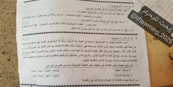 أسئلة صدمت طلاب الإعدادية اليوم معنى هبوا وجمع عارًا 2 أسئلة صدمت طلاب الإعدادية
