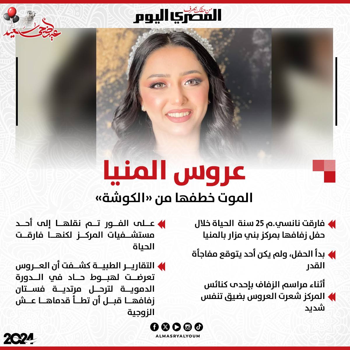 إغماءات في وداع عروس المنيا أثناء الجنازة وتداول صورها بالفستان الأبيض 2 وفاة عروسة المسيح نانسي ميخائيل