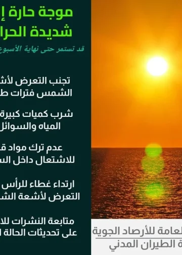 الأرصاد الجوية تحذر من استمرار الموجة شديدة الحرارة وهذا موعد انفراج الأزمة 4 الأرصاد الجوية تحذر