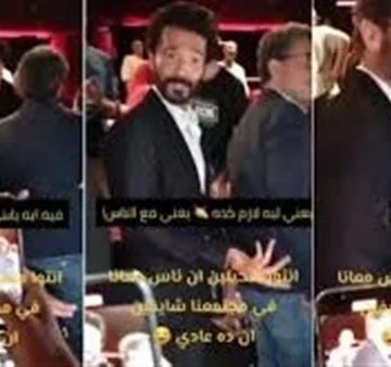 بالفيديو رد فعل الفنان خالد النبوي لما معجب مسكه من البدلة زي عمرو دياب 2 واقعة الفنان خالد النبوي مع معجب