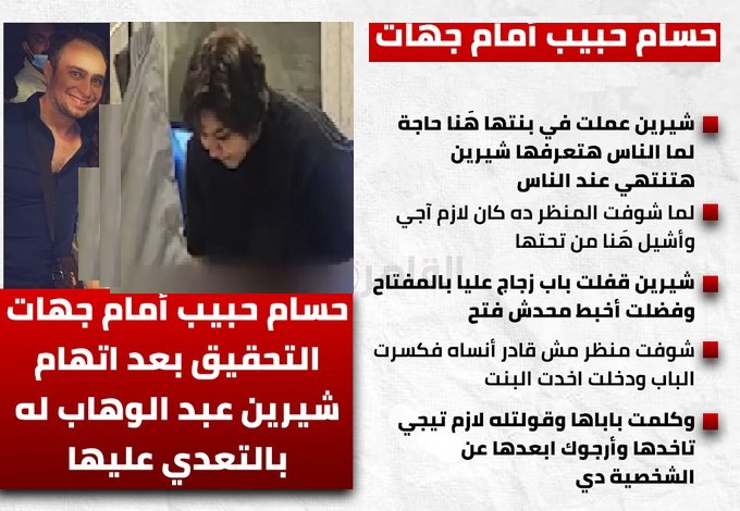 قرار النيابة بشأن حسام حبيب عقب إتهامه بالتعدي على شيرين عبد الوهاب 2 المطرب حسام حبيب فى التحقيقات