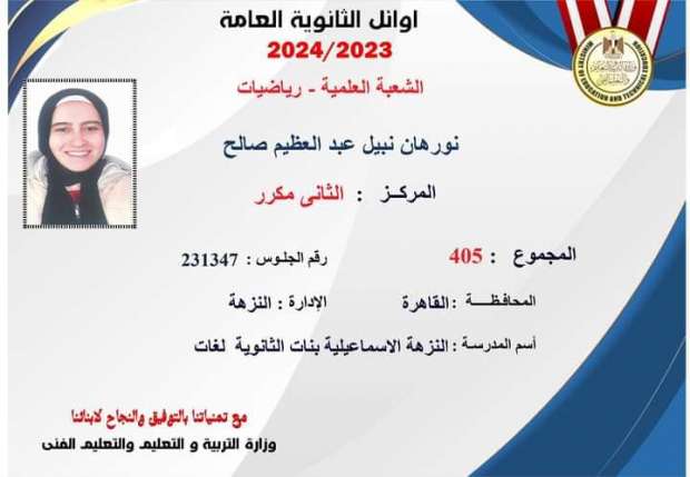 يحدث لأول مرة رسميا التعليم تنشر قائمة أوائل الثانوية العامة بعد تعديلها 6 أوائل الثانوية العامة