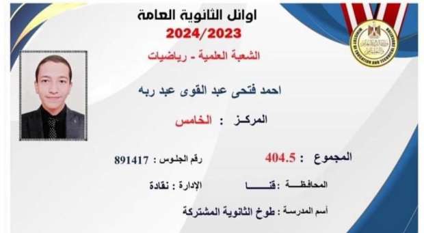 من الخامس مكرر إلى الأول أحمد فتحي عبد القوي يكشف قصة نجاحه في الثانوية 2 نضال أحمد فتحي عبد القوي من أجل التفوق