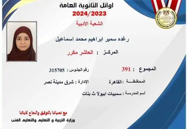 يحدث لأول مرة رسميا التعليم تنشر قائمة أوائل الثانوية العامة بعد تعديلها 9 أوائل الثانوية العامة