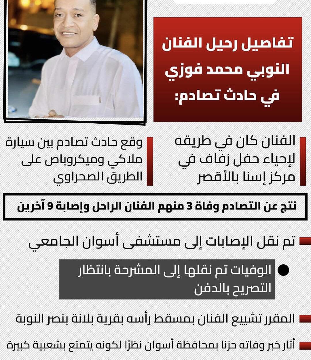 الصور الأولى من الواقعة المأساوية لوفاة الفنان محمد فوزي و3 آخرين 3 واقعة وفاة المطرب محمد فوزي