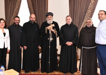 بالصور تفاصيل استقبال البابا تواضروس الثاني وفدا من الرهبانية الأنطونية المارونية بلبنان