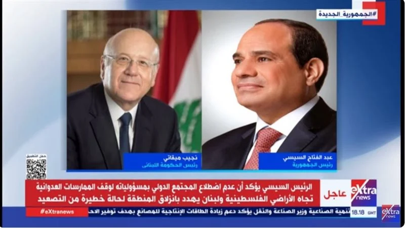 تصريح الرئيس السيسي لرئيس الحكومة اللبناني بشان ما يحدث فى لبنان 2 تصريح الرئيس السيسي لرئيس الحكومة اللبناني