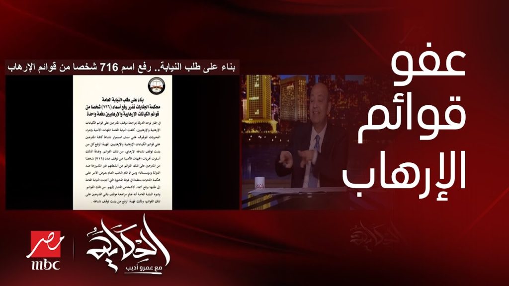 تعليق الإعلامي عمرو أديب على رفع أسماء 716 من قوائم الجماعات المتطرفة 3 الإعلامي عمرو أديب