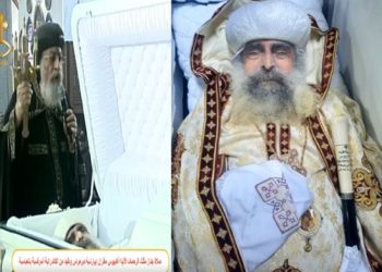بالصور وداع حزين بجنازة الأنبا أغابيوس مطران ديرمواس والبابا تواضروس يترأس صلاة التجنيز 10 جنازة الأنبا أغابيوس