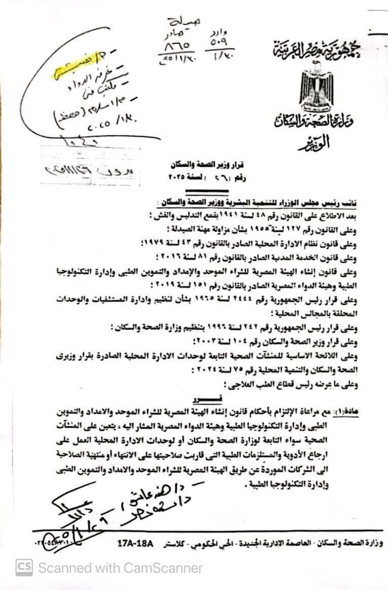 خوفا على المواطنين قرار عاجل من وزير الصحة بسحب هذه الأدوية من الصيدليات 2 قرار هام من وزير الصحة