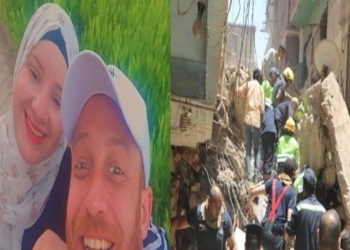 أحمد عيسى وزوجته.ضحيتا انهيار عقارات حدائق القبة