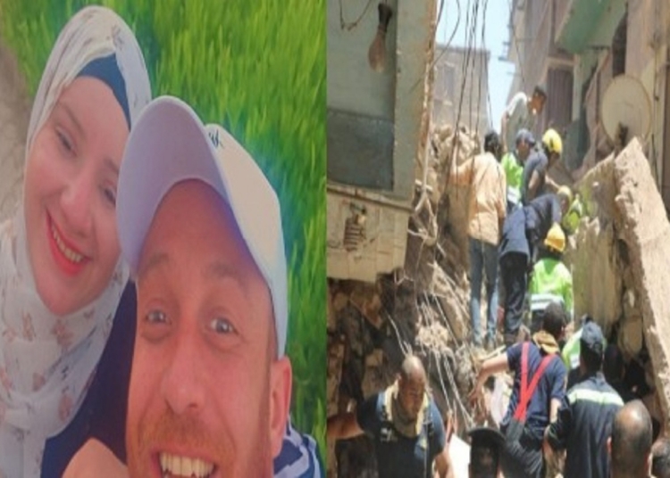 مشهد مؤلم هز منطقة حدائق القبة انتشال جثامين أب وأم ورضيعهما في حضن بعض تحت أنقاض العقار المنهار 1 أحمد عيسى وزوجته.ضحيتا انهيار عقارات حدائق القبة