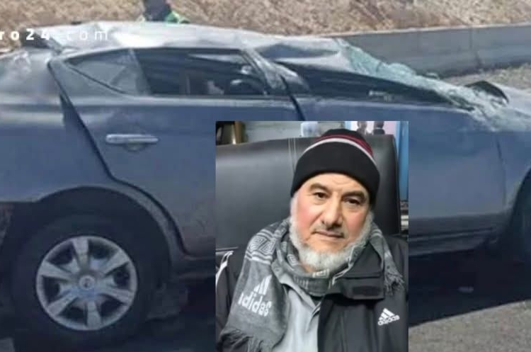 أول صور لحادث سيارة والد محمد الشناوي بعد وفاته بطريق الواحات 1 سيارة والد محمد الشناوي