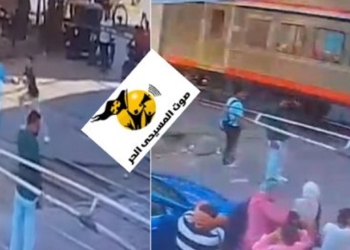 غفير مزلقان ينقذ شاب من الموت