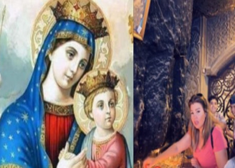 شاهد احتفال الفنانة رانيا فريد شوقي بعيد العذراء بزيارة مغارة درنكة حبيبتي أم النور 1 رانيا فريد شوقي تحتفل بعيد العذراء