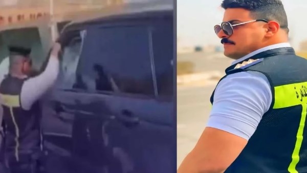 بطولة فوق كوبري أكتوبر ضابط مرور يمنع كارثة السيارة الفارهة ويكسر الزجاج بيده 1 ضابط كوبري أكتوبر