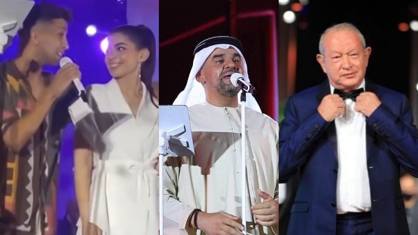 بالصورة رسالة من نجيب ساويرس لـ حسين الجسمي وليلى زاهر وهشام جمال بعد حفل الساحل 1 نجيب ساويرس وحسين الجسمي وهشام جمال وزوجته
