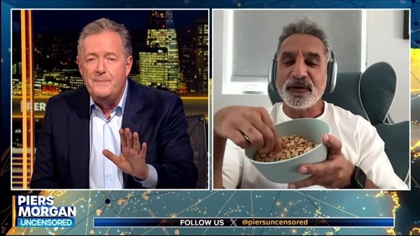باسم يوسف يُشعل السوشيال ميديا بـ اللب المصري في حواره مع بيرس مورجان 1 باسم يوسف وبيرس مورجان