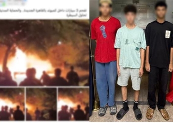 حريق هائل التهم 6 سيارات