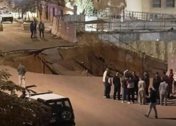 هبوط أرضي بحي النرجس بمنطقة التجمع الخامس
